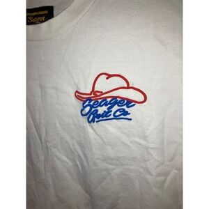 Seager Grit‎ Co T-Shirt Medium White Cowboy Hat Graphic Tee Western Modern